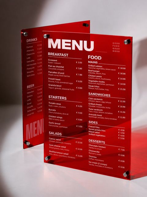 Menu de comptoir en acrylique
