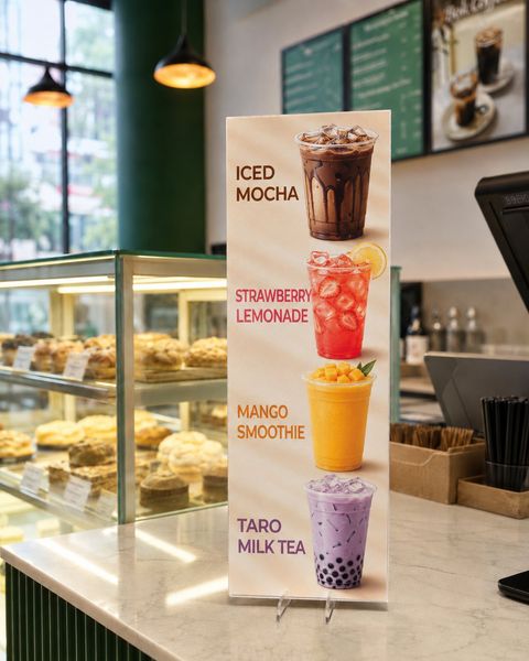Totem boissons : iced mocha, smoothie, taro milk tea