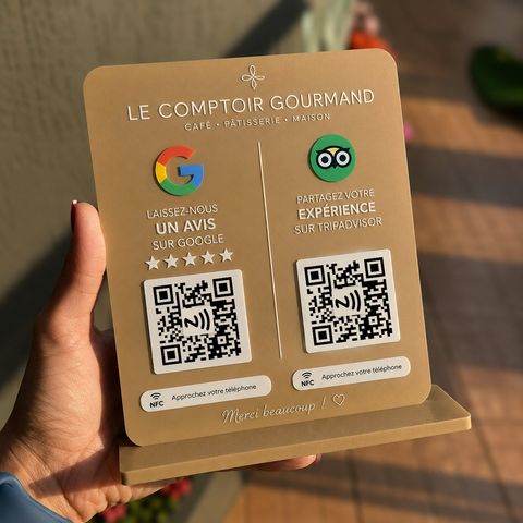 Présentoir avis Google & Tripadvisor
