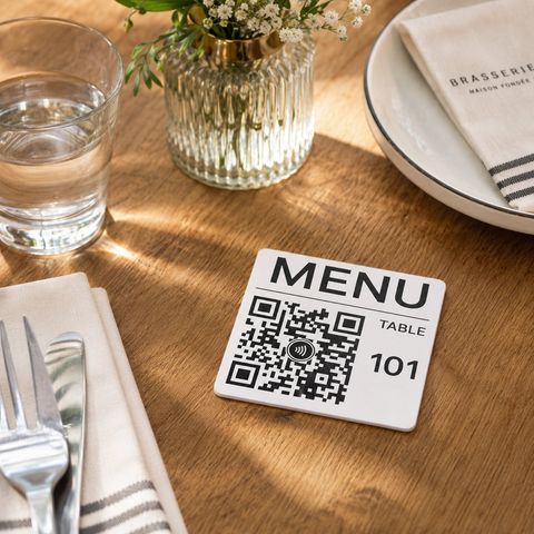 Support menu NFC carré, table 101